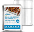 Herogo Stainless Steel Quarter Sheet Pan with Wire Rack Set(1 Pans + 1 Racks), 9 x 13 x 1 Inches Metal Baking Tray Set for Cooking & Roasting, Nontoxic & Easy Clean