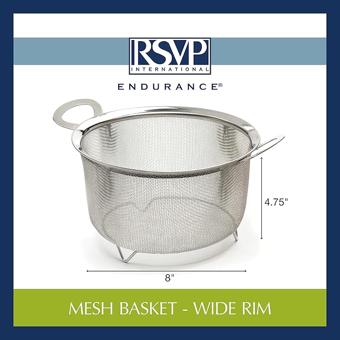 RSVP International Endurance Kitchen Collection Stainless Steel Mesh Strainer, 3 Quart