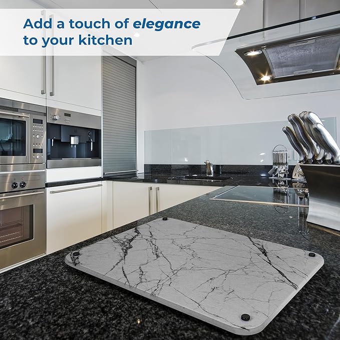Spaceneat Diatomite Stone Drying Mat for Kitchen Counter - Rapid Moisture Removal - 15.7" x 11.8" Large Dish Drying Stone for Kitchen Sink - Diatomaceous Earth Quick Dry Dish Mat - Gray Marble