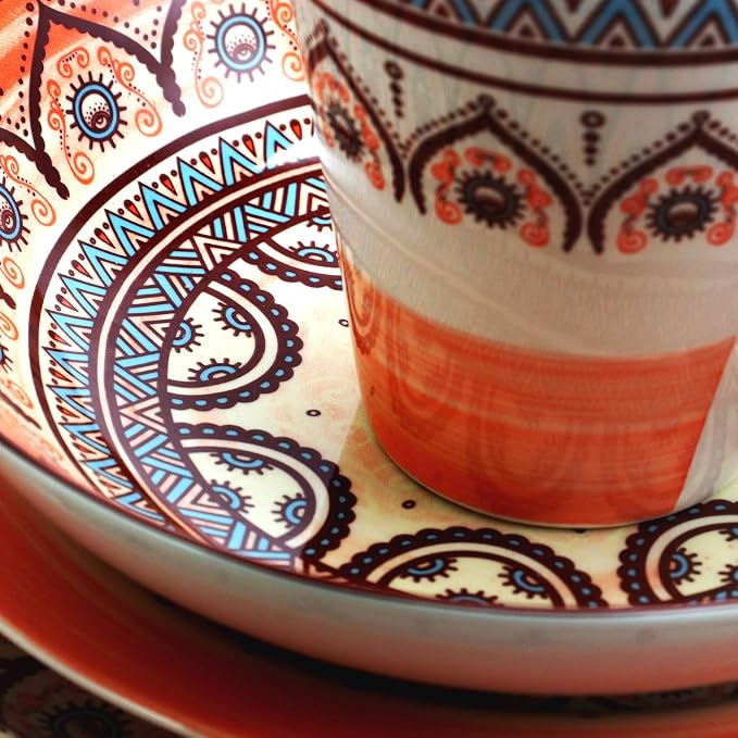 Elama's Zen Rust Mozaik 16 Piece Stoneware Dinnerware Set