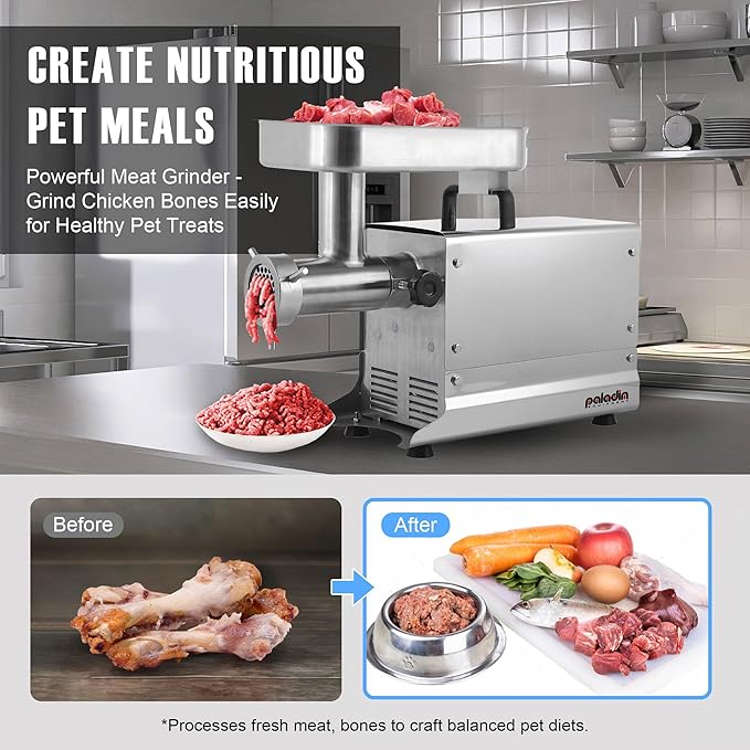 #22 Commercial Electric Meat Grinder Machine, 550lbs/h, 1HP Stainless Steel Meat Grinder Heavy Duty with Sausage Stuffer for deer processing, Pet Food, Heavy Use