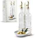 COOK WITH COLOR Glass Olive Oil Bottle Dispenser - 2 Pack- 17oz Oil and Vinegar Cruet - Olive Oil Carafe Decanter for Kitchen, Champagne Bubbles, Clear