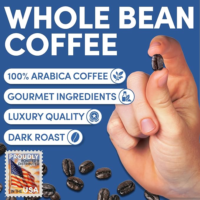 2 lb Espresso Whole Bean Coffee | Dark Roast Espresso Coffee Beans | Bold Strong Bulk Beans | Specialty Grade | 32 oz