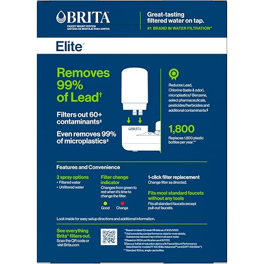 Brita Faucet Mount Water Filter System,Chrome,No-Wait Filtration,Easy Install,Multi-Use Tap Water Filter for Kitchens,Bathrooms & Small Spaces,(Pack of 4)