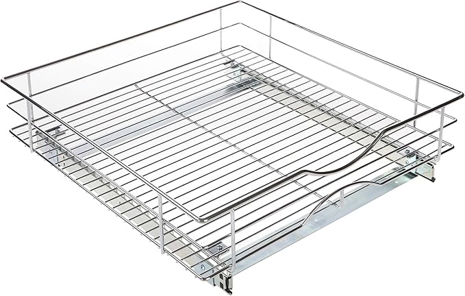 Home Zone Living Pull Out Kitchen Cabinet Organizer with Slide Out Drawer for Space Saving Storage, 20” W x 21” L