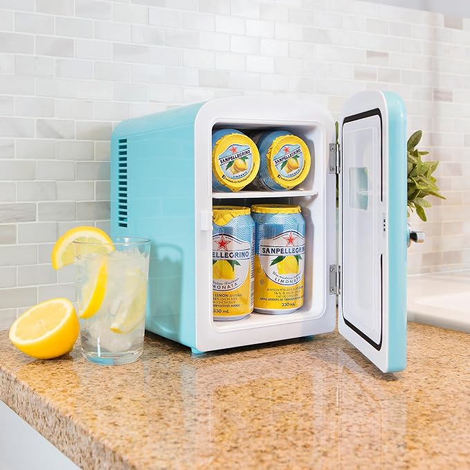 Koolatron Retro Mini Fridge 4 Liter Green Portable Refrigerator for Bedroom Office Dorm Skincare Table Top Beverage Cooler Travel Bottle Warmer Kimchi Fridge Car Outdoor Patio 6 Can Capacity