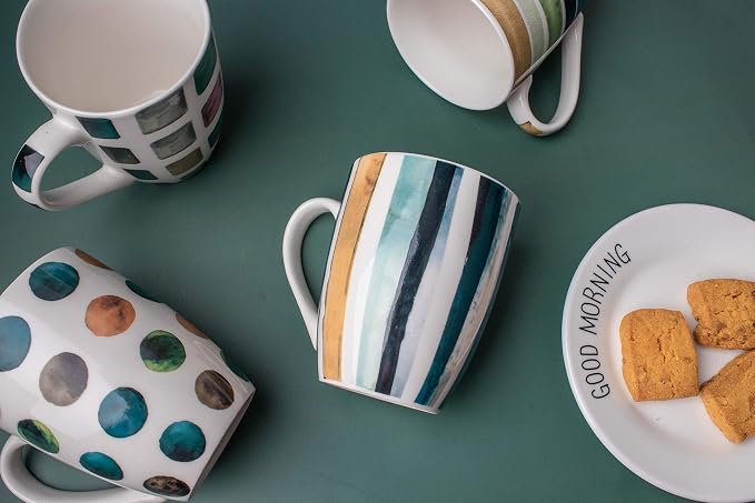 Set of 4 11.5oz Marble Patterns Coffee Mugs, Ceramic Tea Cup Set.