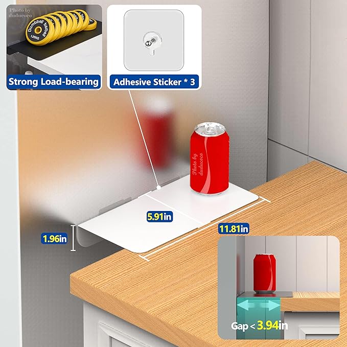 Metal Kitchen Refrigerator Gap Partition Countertop Gap Extension Board, Refrigerator Side Partition, Gap Covers Between Countertop And Walls, No Drill (White, 11.8 * 5.9inch)