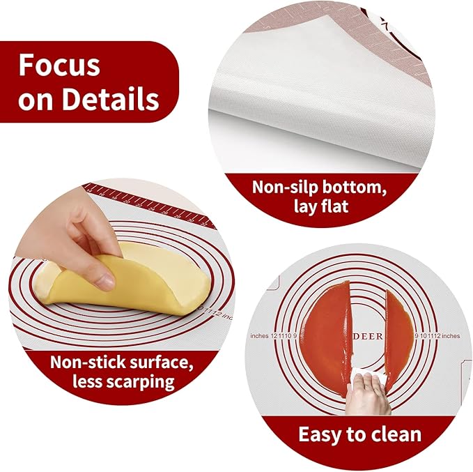 4Pack Oven Liners Teflon Oven Mat + Pastry Mat for Rolling Dough