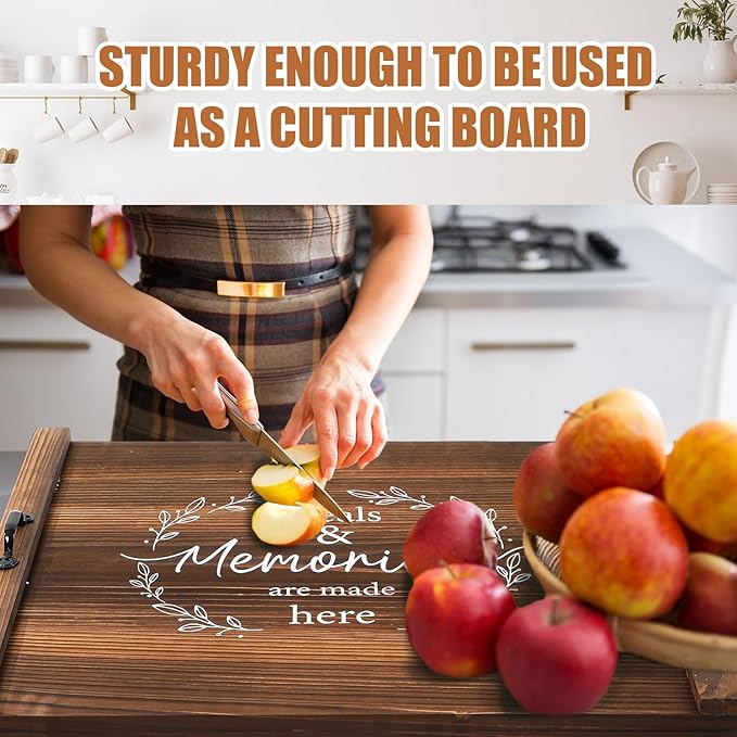 Patelai Noodle Board Stove Wooden Cover Stove Top Cutting Board with Handles 27.5 X 21.6 Inches Sink Cover for Electric Gas Burners Kitchen Counter Space(Warm Style)