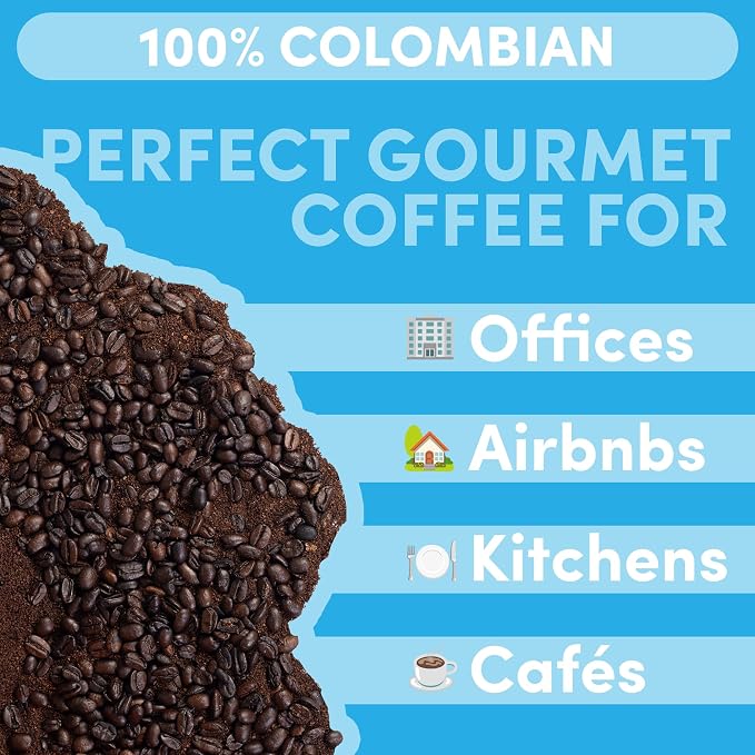 2 lb Ground Coffee, Colombia 100% Colombian Excelso, Medium Roast, Low Acid Coffee Grounds, Specialty Grade, Mold Free, 32 oz
