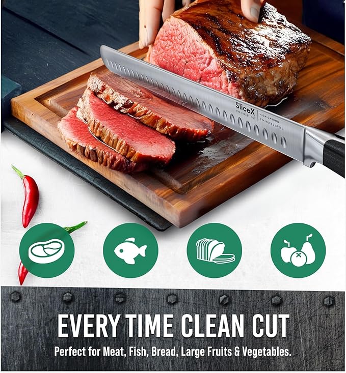Bright Hobby Brisket Slicing Knife – 12" Brisket Knife, BBQ, Grilling Gifts For Men – Razor Sharp German Steel, Full Tang, Ergonomic Handle