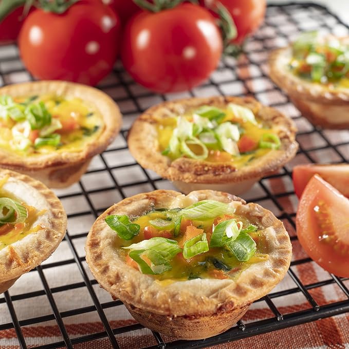 Mini Pie & Quiche Maker, Electric Baker Cooks 6 Small Quiches or Pies | Includes Dough Cutting Circle for Easy Measurement- Better than Tin Pan- Baking Dessert Gift for Her, Summer Brunch Must Have