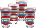 Culver Officially Licensed Fiesta Stripes 16-Ounce Tapered Cooler Glass (Set of 4) (Vibrant Collection)