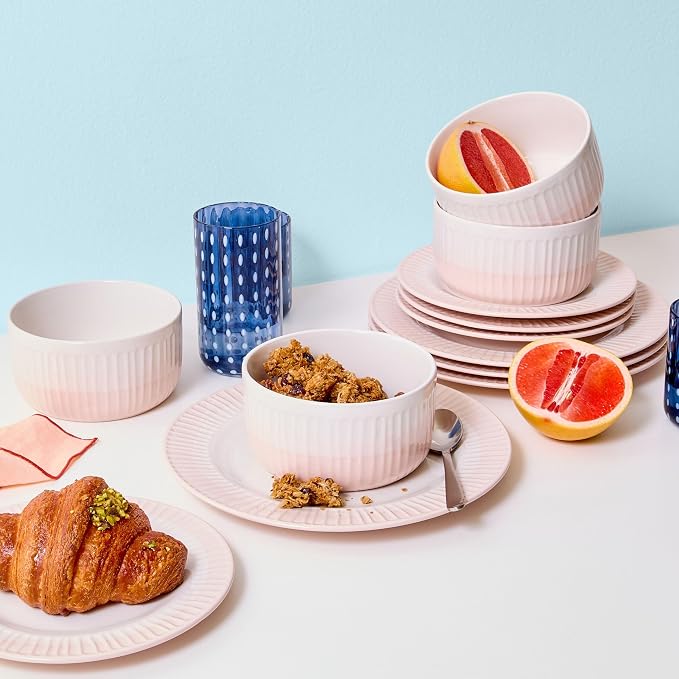 Rising Up 12 Piece Dinnerware Set, Service for 4, Blush