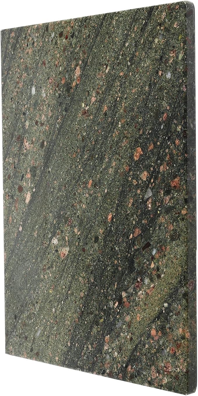 Koville Granite Cutting Board for Kitchen, 16x12 Inches Large Marble Slab Cheese Board, Rectangular Serving Board for Baking Charcuterie Pastry, Natural Stone Board for Countertop (Green)