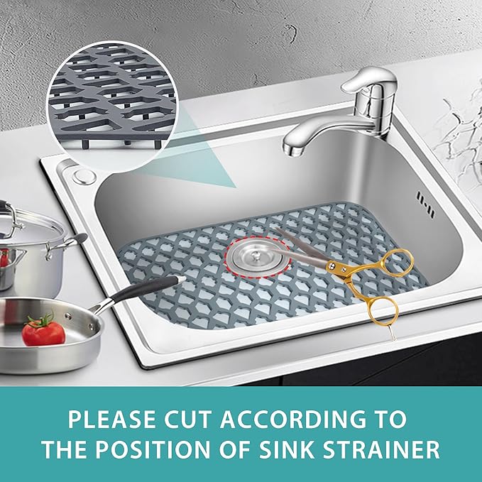 SAMSIER Silicone Sink Protectors Mats (13x11 & 14x12 & 16x12 & 18x16 & 19x14 & 21x16 & 22x13 & 25x16 & 26x14 & 28x14 & 30x16) for Bottom of Kitchen Sink (25”x15.7”)