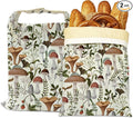 Bread Bags for Homemade Bread- Mushroom Forest Dragonfly Berry 2 Pack Linen and Beeswax Sourdough Storage Bags, Reusable Keeper, Keeps Breads Fresh Longer, Gifts for Bakers