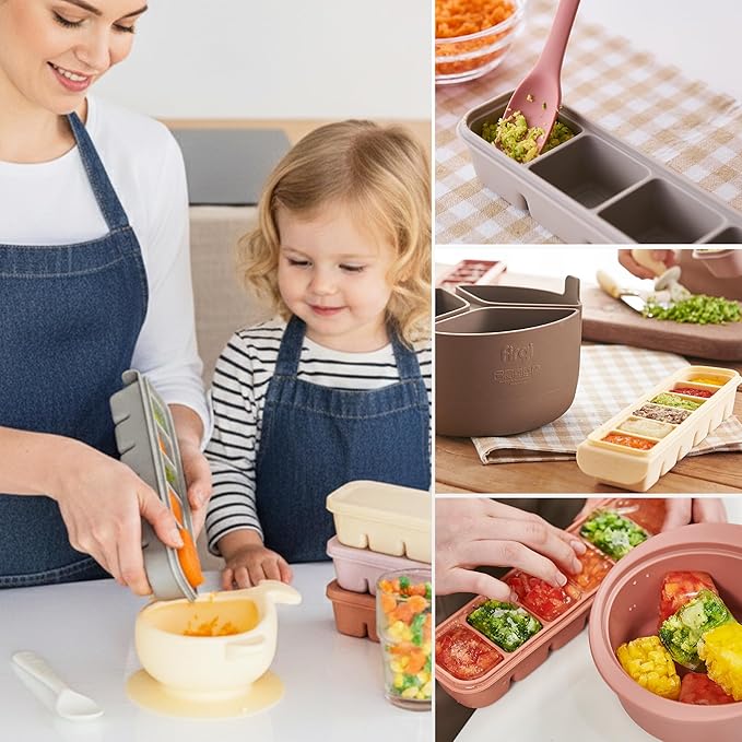 1 oz/6 Sections Silicone Ice Cube Freezer Tray with Lid, 100% Food-Grade Platinum Silicone,Leak Resistance & Dishwasher Safe for Baby Food Prep,Breast Milk,Purees - Korean Made, Pastel Pink