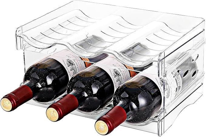 Stackable Wine Rack,Wine Bottle Holder for Inside Cabinet,for Pantry,Refrigerator,Countertop Organization-2 Tiers for 6 Bottles