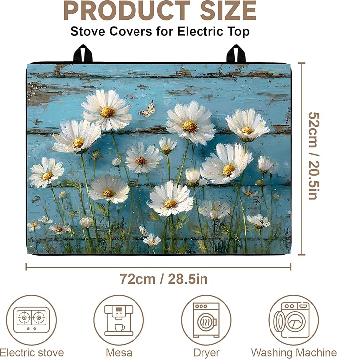 Stove Top Covers for Electric Stove: Heat Resistant Protector Glass Stove Top Expands Counter Space, Stylish Kitchen Decor 28.5'' 20.5''