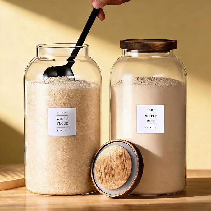 Large Glass Jar with Lid,（1Gallon/4000ML） Airtight Storage Container for Kitchen Countertop, Pantry, Coffee, Tea, Flour, Walnuts and Candy