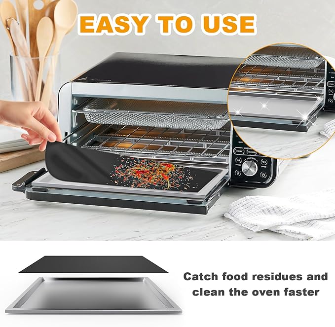 Crumb Tray Replacement Parts for Ninja Foodi SP101 SP100 SP080 SP151 SP201 SP301 Air Fryer Oven Accessories, with 4 Pack Silicone Oven Mats for Ninja Digital Air Fry Countertop Oven