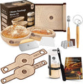 ABIOTO Sourdough Bread Baking & Starter Kit - 24-Piece Set with 9" Round & 10" Oval Rattan Baskets, 24oz Starter Jar, Bread Lame, Danish Whisk, Slings & Mat