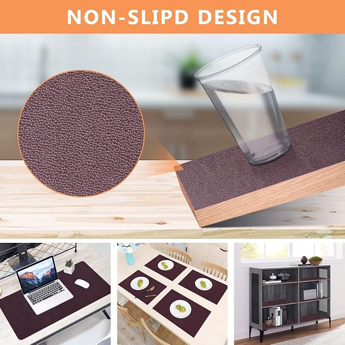 WochiTV Shelf Liner for Cabinets, Drawer 17.5 x 236 inches, Non Adhesive Non Slip Foam Rubber Mat for Kitchen, Pantry, Bathroom, Cupboard, Garage, Closet, Shelves, Drawer, Tool Box, Brown