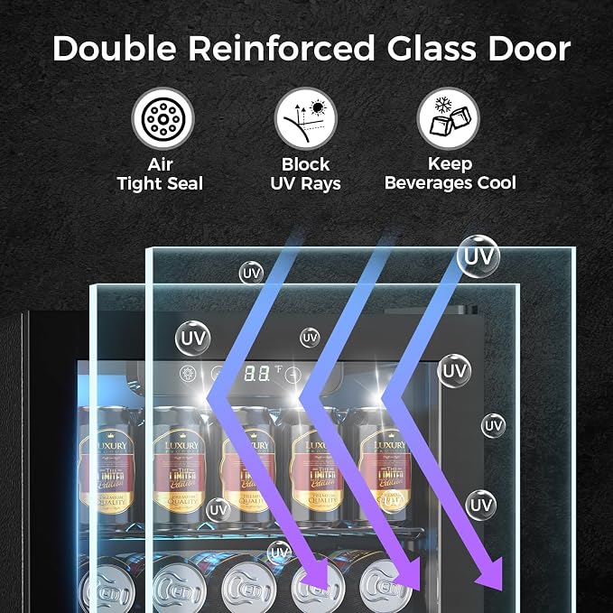 Electactic Wine Fridge Freestanding Counter-top 12 Bottles, 50 Cans Wine Cellar Drink Cooler for Soda, Canned Beer, Adjustable Digital Temperature Control for Home Dorm Office, Black