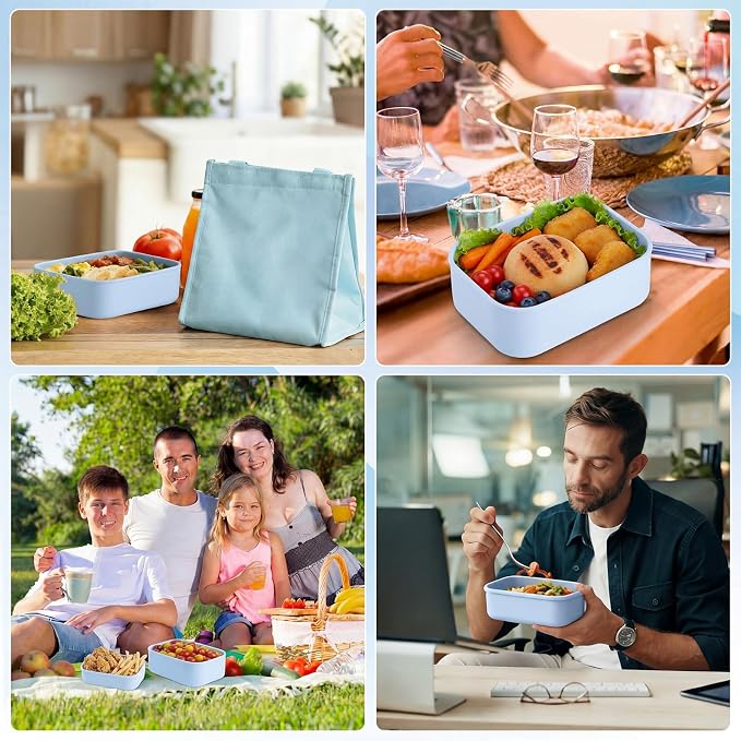 Blushtier 2 Sets of 6 Silicone Food Storage Containers, Reusable Lunch Bento Box with Lid, Hard Shell Storage Containers, Microwave Dishwasher Freezer Safe, 10 oz, 23.6 oz, 44 Ounce(Purple Blue)