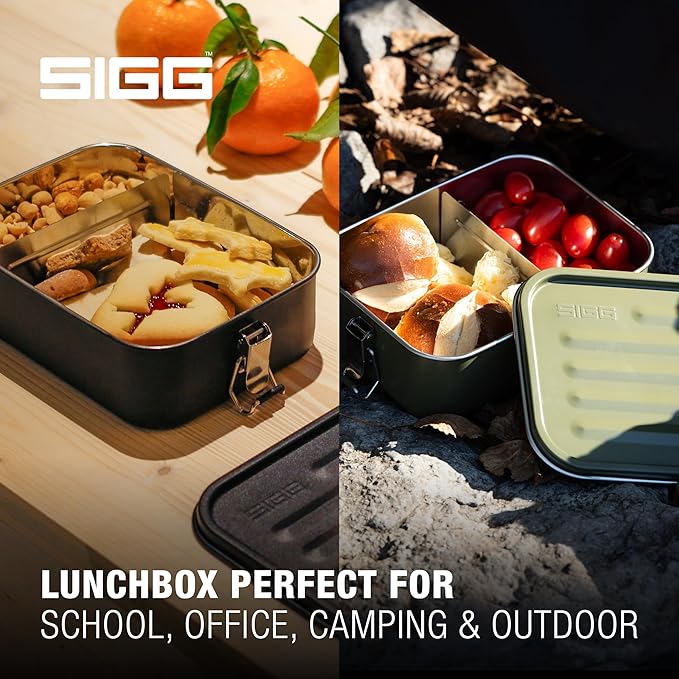Sigg - Gemstone Lunch Box Selenite - Stainless Steel - No Plastic - Dishwasher Safe - Leak-Proof - Reusable Food Containers - Black - Lunch To Go 27 Oz