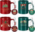 Ziliny 4 Sets Christian Coffee Mugs with Bible Verse Keychains Christmas Christian Gifts for Women & Men, 11oz Ceramic Scripture Coffee Cups Religious Keychains Inspirational Faith Based Church Gift