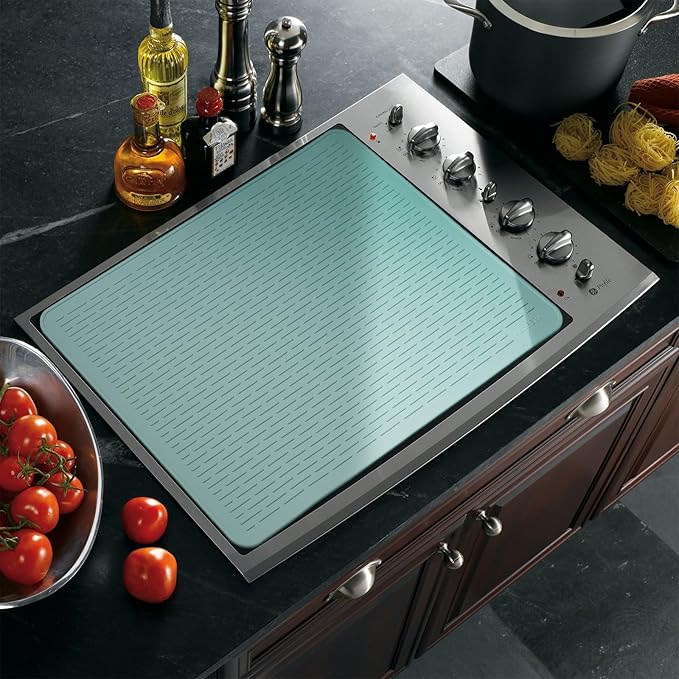 YUHFERA Stove Top Cover for Electric Stove - Silicone Stove Mat for Glass Top, Glass Cooktop Protector, XL Dish Drying Mats For Kitchen,Oven Covers for Electric Stove (Aqua,28 x 20)