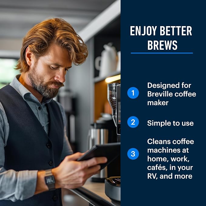 Essential Values Descaling Solution Compatible with Breville, Coffee Pot Cleaner, Descaler Specially Formulated for Breville Coffee Machines,12 Month Supply, 2-Pack