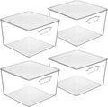 Vtopmart 4 Pack Extra Large Clear Stackable Storage Bins with Lids, 11x11 Cube Organizer with Handle, Plastic Containers for Pantry, Closet, LaundryRoom, Kitchen, Bathroom, UnderSink Organization