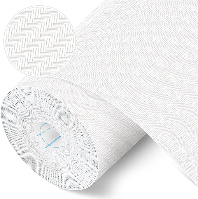 Self-Adhesive Shelf Liner Kitchen Liner, Waterproof Backed Paper Easy Peel and Stick Contact Liner Without Residue for Decor Your Desk Surface, Kitchen Countertops (White, 23.6 x 236.2 inches)