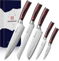 KEEMAKE Knife Set 5 Pieces, Professional Kitchen Knife Set, High Carbon Stainless Steel Chef Knife Set, Ultra Sharp Blade Knives Set for Kitchen with Ergonomic Pakkawood Handle & Gift Box
