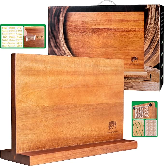 FULLHI Kitchen Magnetic Knife Block Holder, Knife Magnetic Strip with Enhanced Magnets natural wood Multifunctional Storage Holder for Kitchen Utensil, Knife Set, Scissors,Spice Ja