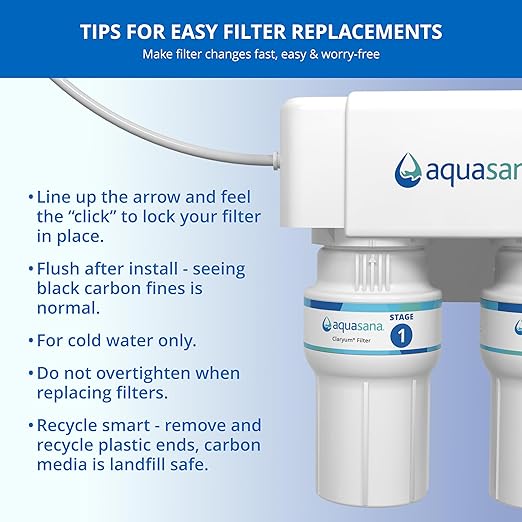 Aquasana 2 Stage Max Flow Replacement Filters | WQA Certified to NSF Standards | Claryum Under Sink Water Filter | Reduces Up to 99.99% of PFAS, Microplastics, Lead & Chlorine | AQ-5200R | AQ-C2-R