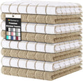 Homaxy Premium Cotton Kitchen Dish Cloths 12"x 12", Natural Ring Spun 390 GSM Dish Rags, Super Absorbent Terry Dish Towels, Soft Dishcloths with Hanging Loop, Tan Check Design, 8 Pack