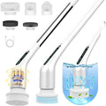 Electric Spin Scrubber, IPX7 Waterproof Cordless Shower Cleaner 2 Speeds 5 Replaceable Heads Adjustable Extension Handle for Bathroom,Toilet, Bathtub, Kitchen, Tile Floors