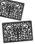 Black Rectangle Cast Iron Trivet 2-Pack for Kitchen & Dining - Heavy-Duty Hot Dish Pads, Decorative Heat Resistant Pot Holders with Raised Feet