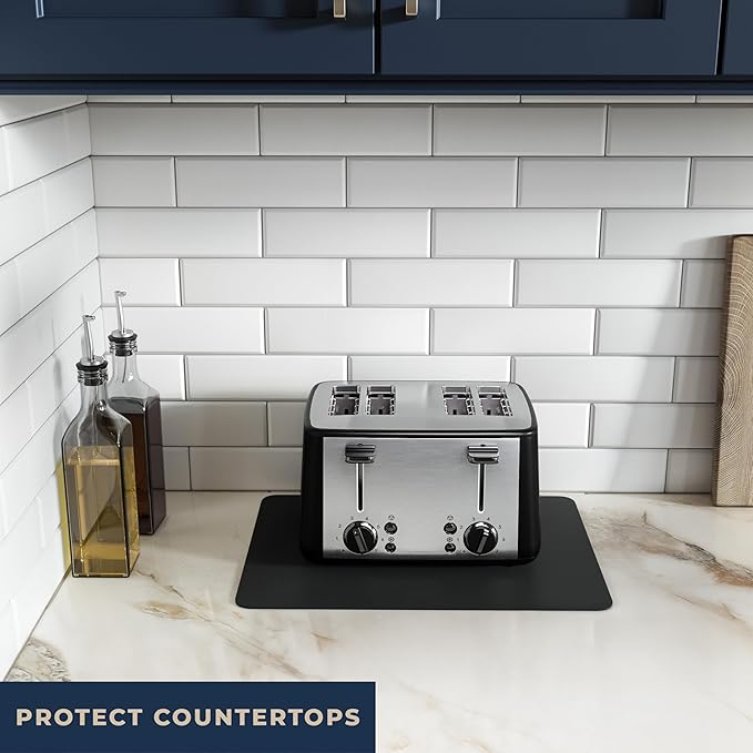 GASARÉ, Extra Large, Thick, Silicone Mat for Kitchen Counter, Heat Resistant Mat, Countertop Protector, Non-Slip, Easy to Clean, Cuttable, 16 x 12 Inches, Black