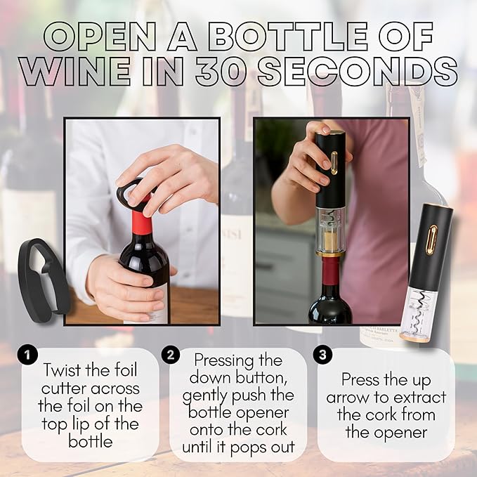 Sip and Shimmer Modern Wine Gift Set, includes Wine Aerator, Wine Opener, Foil Cutter, and a Stand; Great as a Christmas Gift for a wine lover