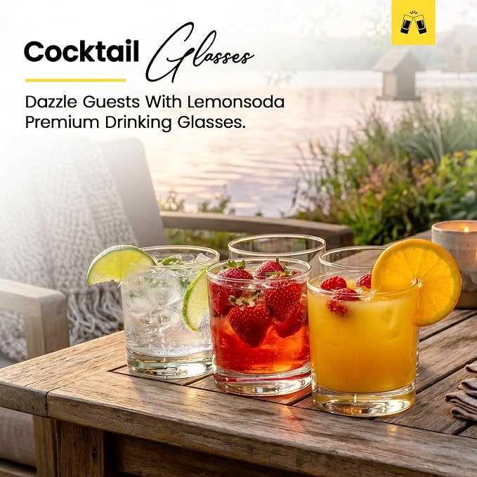 LEMONSODA Lowball Marino Rocks Glass, Classic Bar Glassware for Mojito, Whiskey, Cocktail, Mocktails and Drinking Water Tumbler - 10oz (Set of 72)