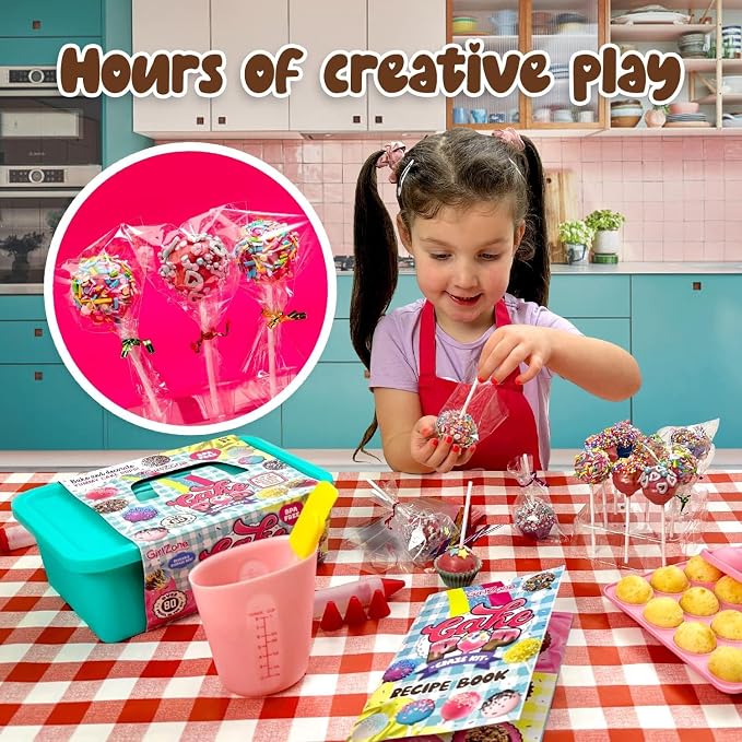 GirlZone Cake Pop Craze Kit, Baking Set for Kids Ages 10–12 with Cake Pop Mold, Stand, Gifting Bags & Decorating Pen, Fun Creative Kitchen Activity, Birthday Gift