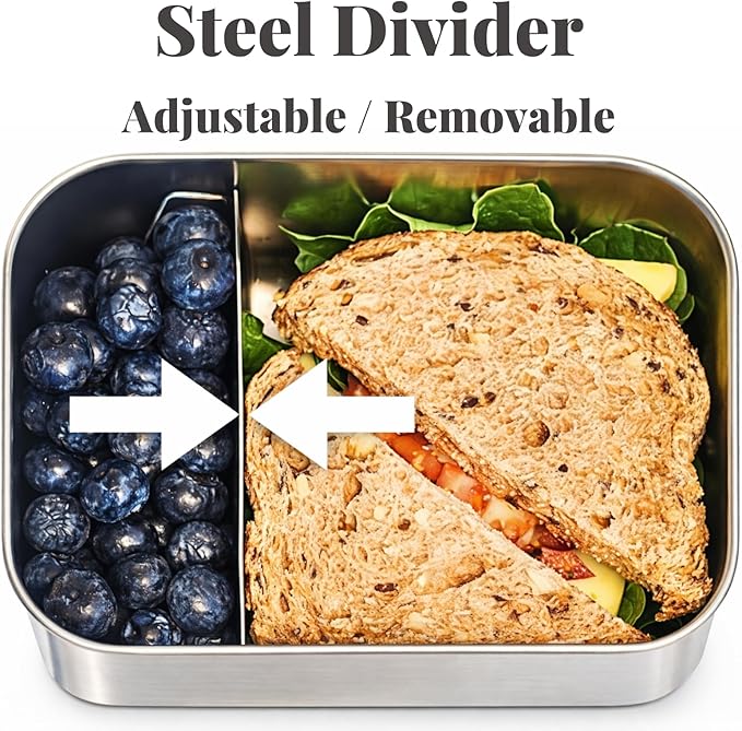 Modaniam 27 OZ Leak proof Stainless Steel Lunch Box containers, Stainless Steel Lunch Containers, Bento box, Metal Lunch Containers, Snacks container, Black, Small - 27 Oz+ 2 * 6.5Oz