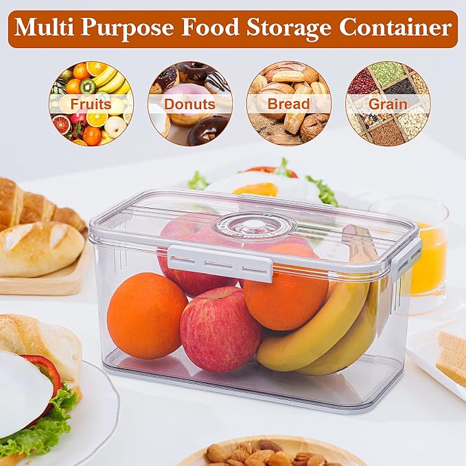ANYPROLUS Bread Box for Homemade Bread Boxes for Kitchen Counter Airtight, Time Recording Bread Storage Container with Lid, Bread Containers Storage Airtight Loaf Bread Keeper, White