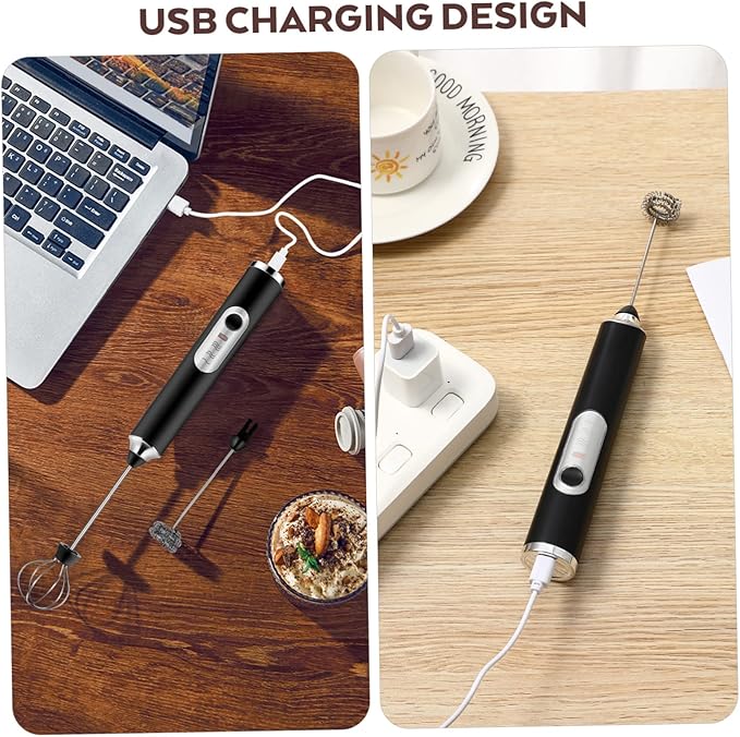 Alipis Milk Frother Electric Cappuccino Maker Handheld Mixer for Matcha Latte Speeds Usb Charging